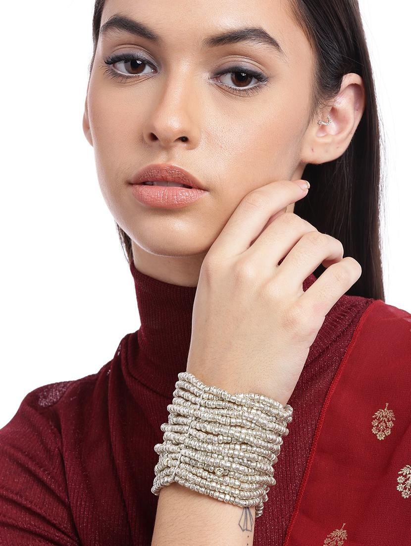 silver metal bangle bracelet - 18300654 - Standard Image - 2