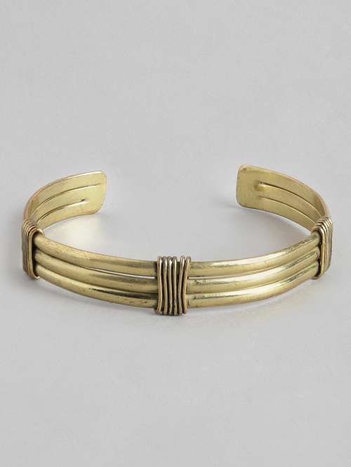 gold metal cuffs bracelet - 18300662 - Standard Image - 0