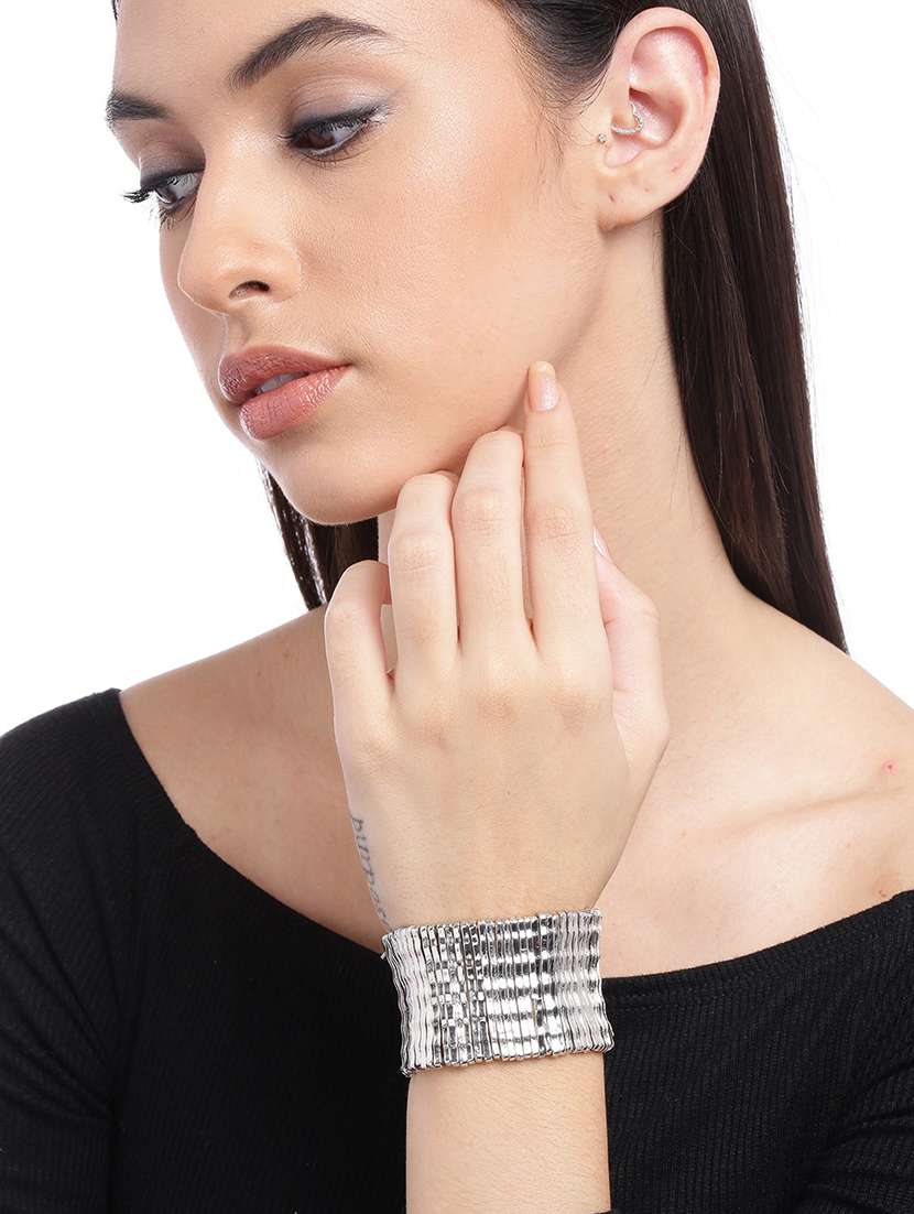 silver metal bangle bracelet - 18300675 - Standard Image - 2