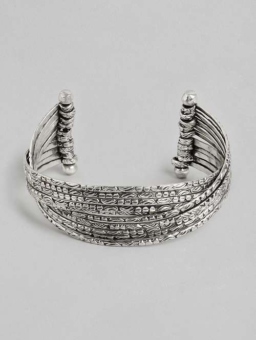 silver metal cuffs bracelet - 18300676 -  Standard Image - 0
