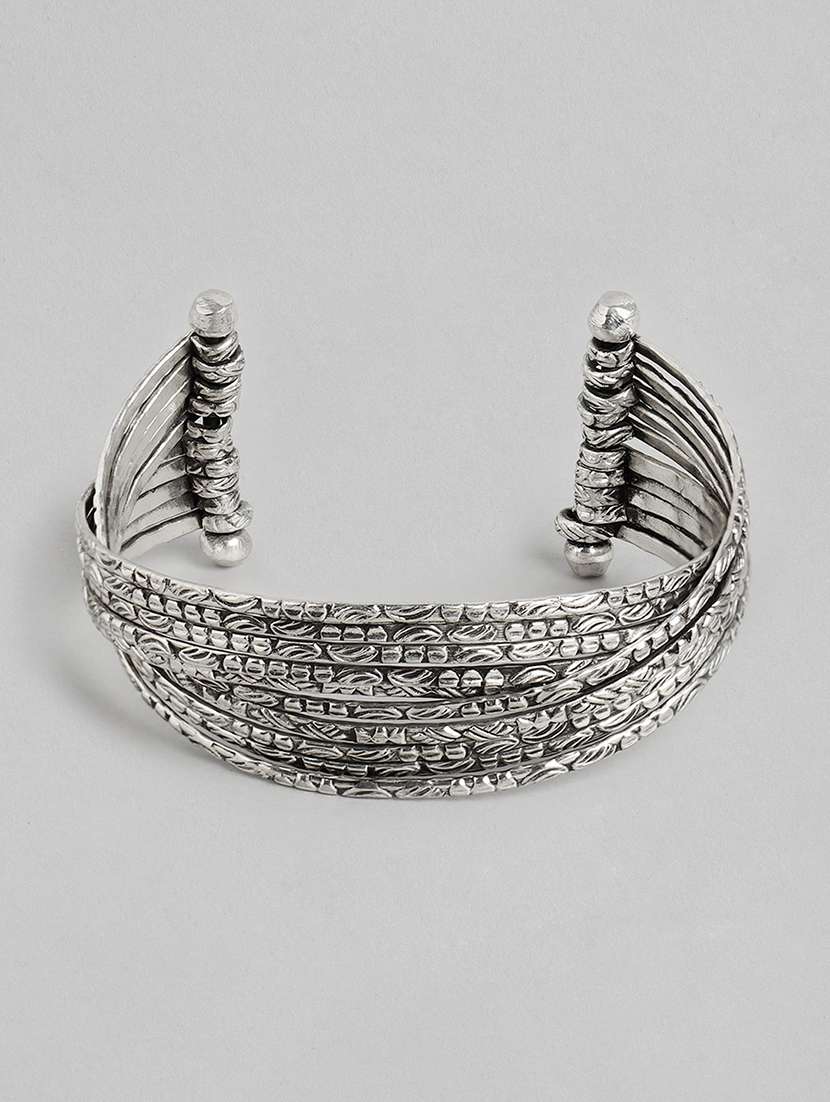 silver metal cuffs bracelet - 18300676 -  Zoom Image - 0