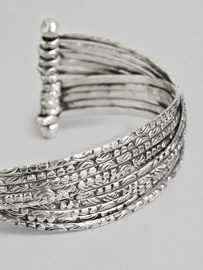 silver metal cuffs bracelet - 18300676 - Standard Image - 2