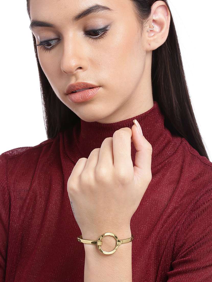 gold metal cuffs bracelet - 18300698 - Standard Image - 2