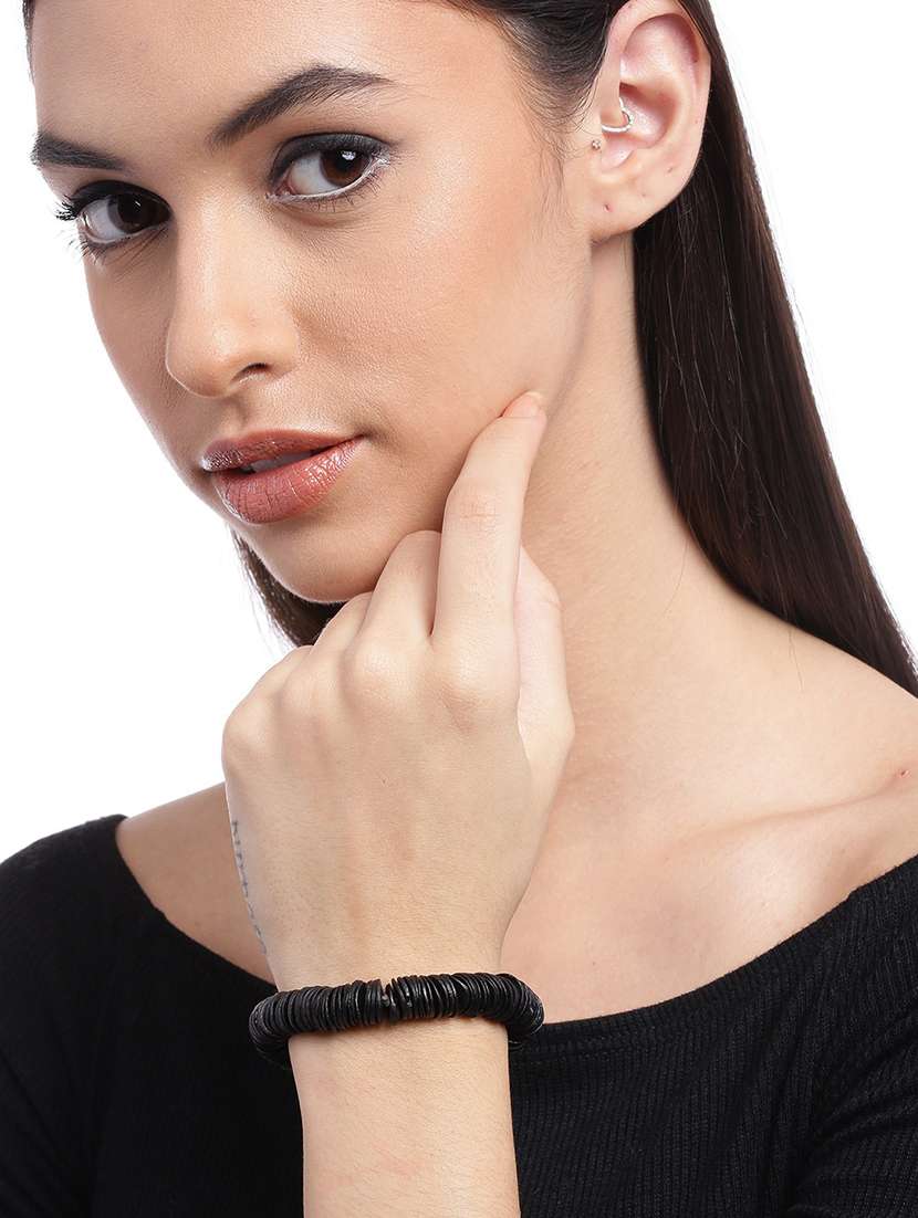 black plastic bangle  bracelet - 18300699 -  Standard Image - 2