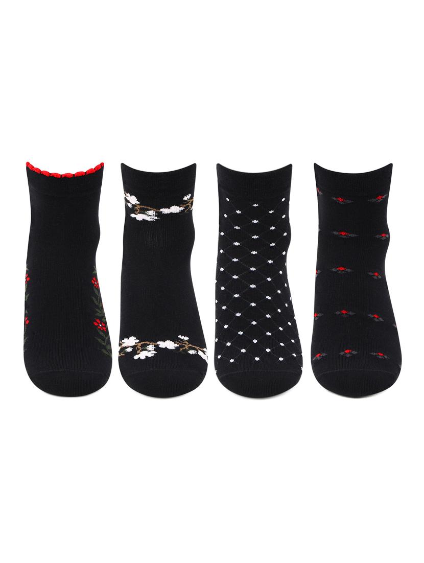 women pack of 4 printed ankle length socks - 18301275 - Standard Image - 2