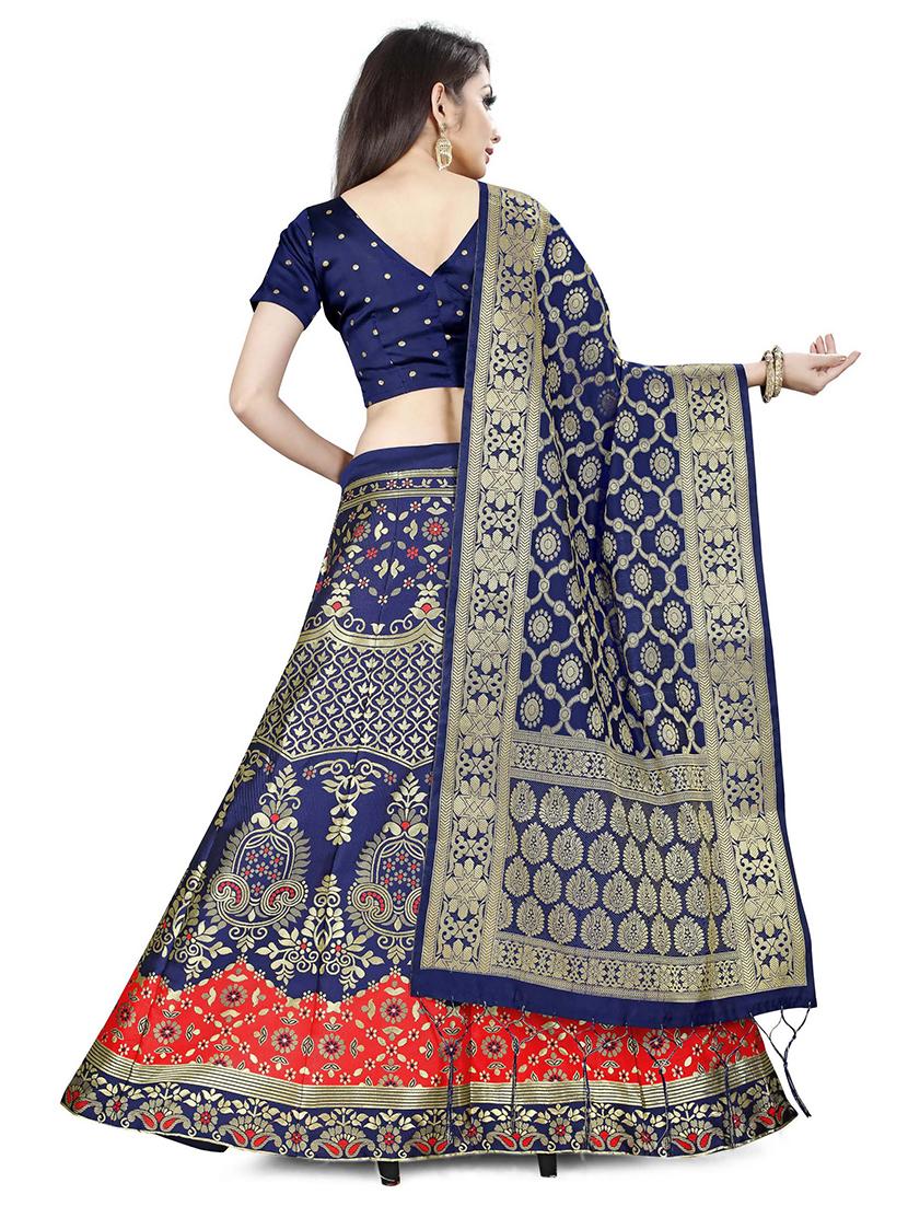 red art silk flared lehenga - 18301411 - Standard Image - 2