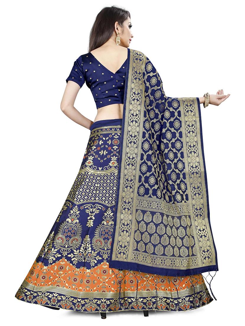 orange art silk flared lehenga - 18301413 - Standard Image - 2