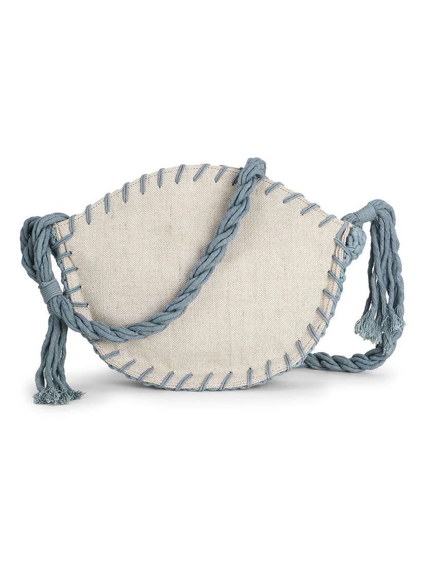 beige solid regular sling bag