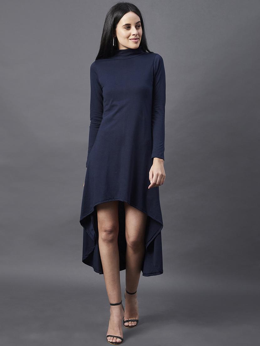 women's high low solid dress - 18301740 - Standard Image - 2