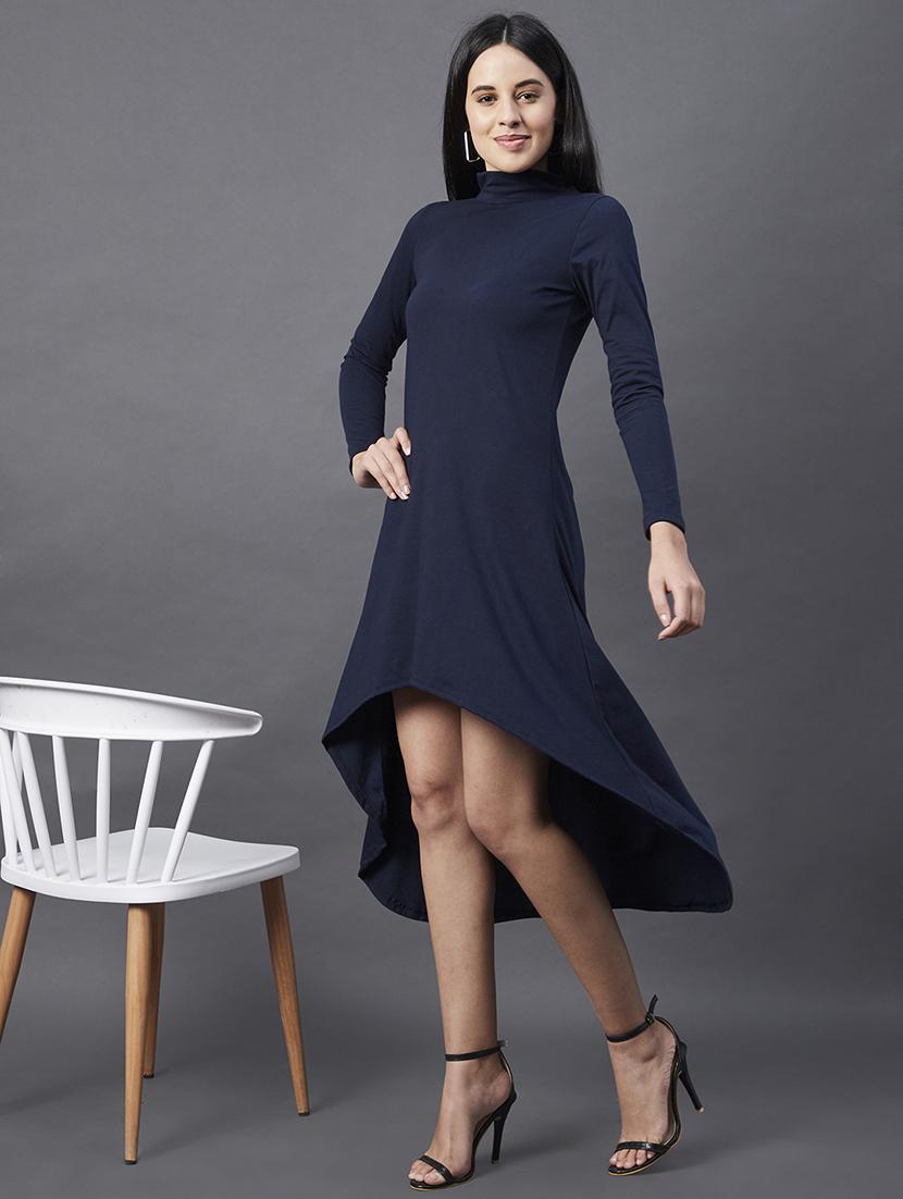 women's high low solid dress - 18301740 - Standard Image - 7