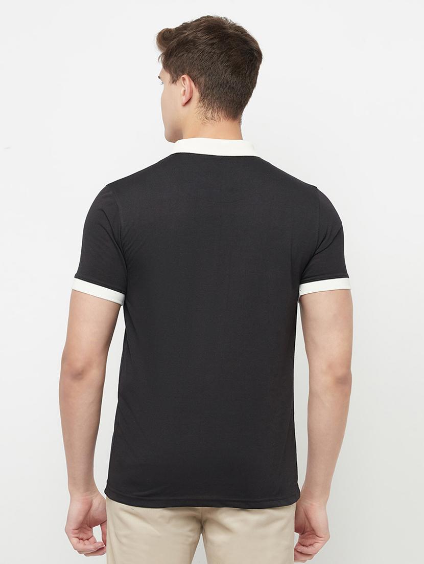 black color-blocked polo t-shirt - 18302387 - Standard Image - 2