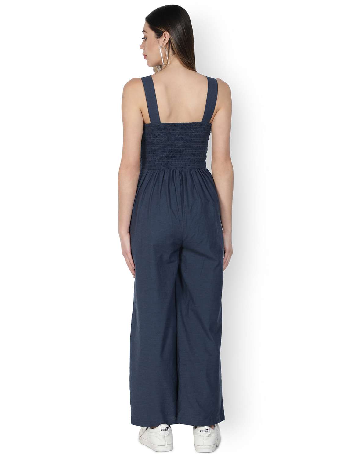 shoulder strap solid full leg jumpsuit - 18302718 - Standard Image - 2