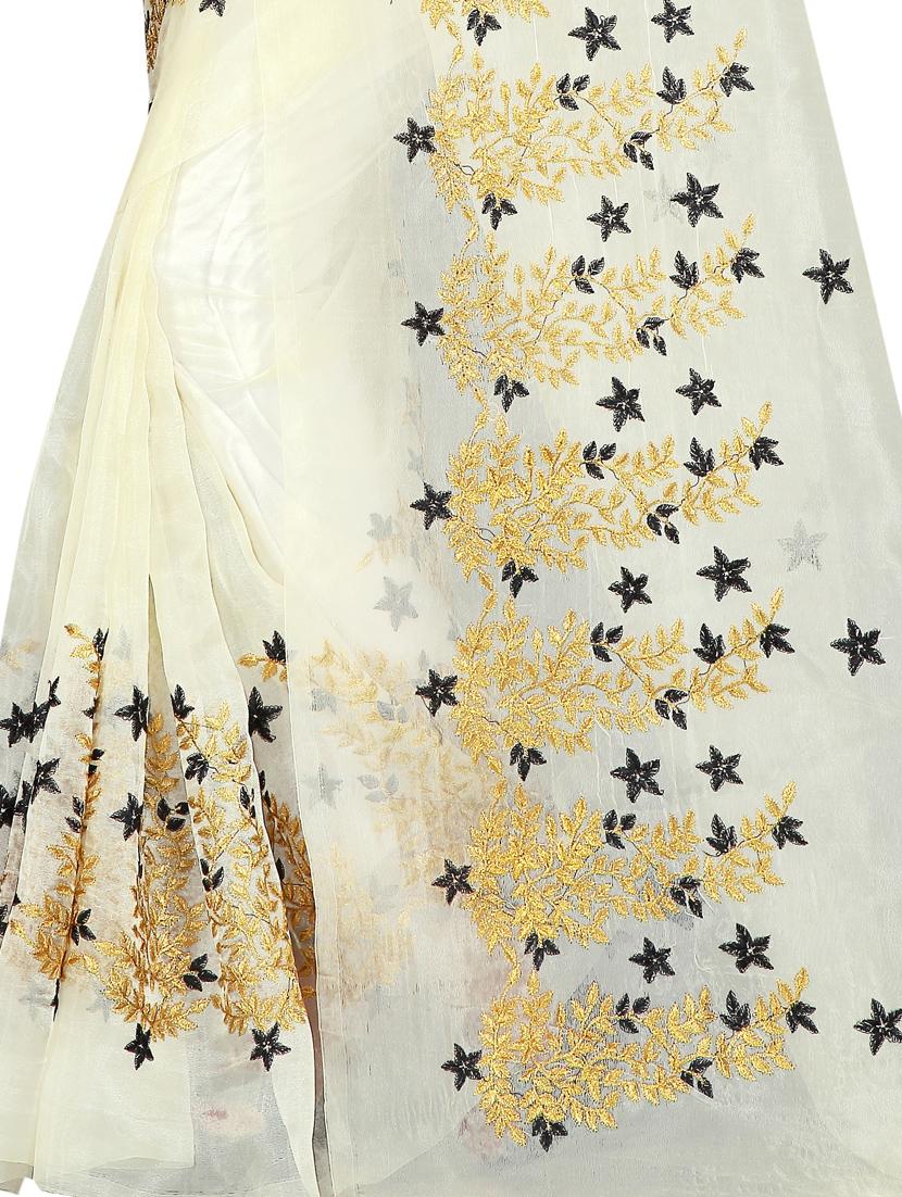 white embroidered saree - 18303484 - Standard Image - 2