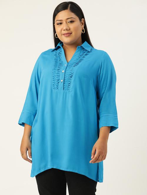 women three quarter sleeve straight kurti - 18303706 -  Standard Image - 0
