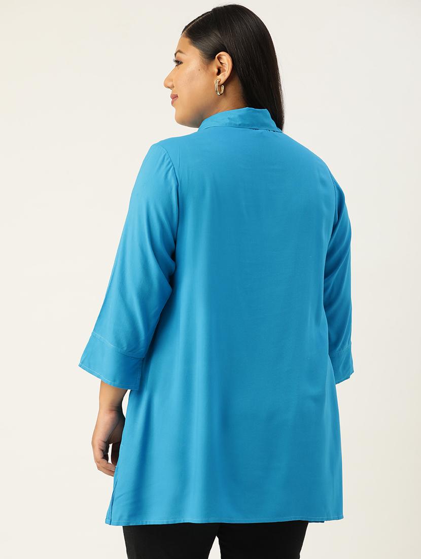 women three quarter sleeve straight kurti - 18303706 - Standard Image - 2