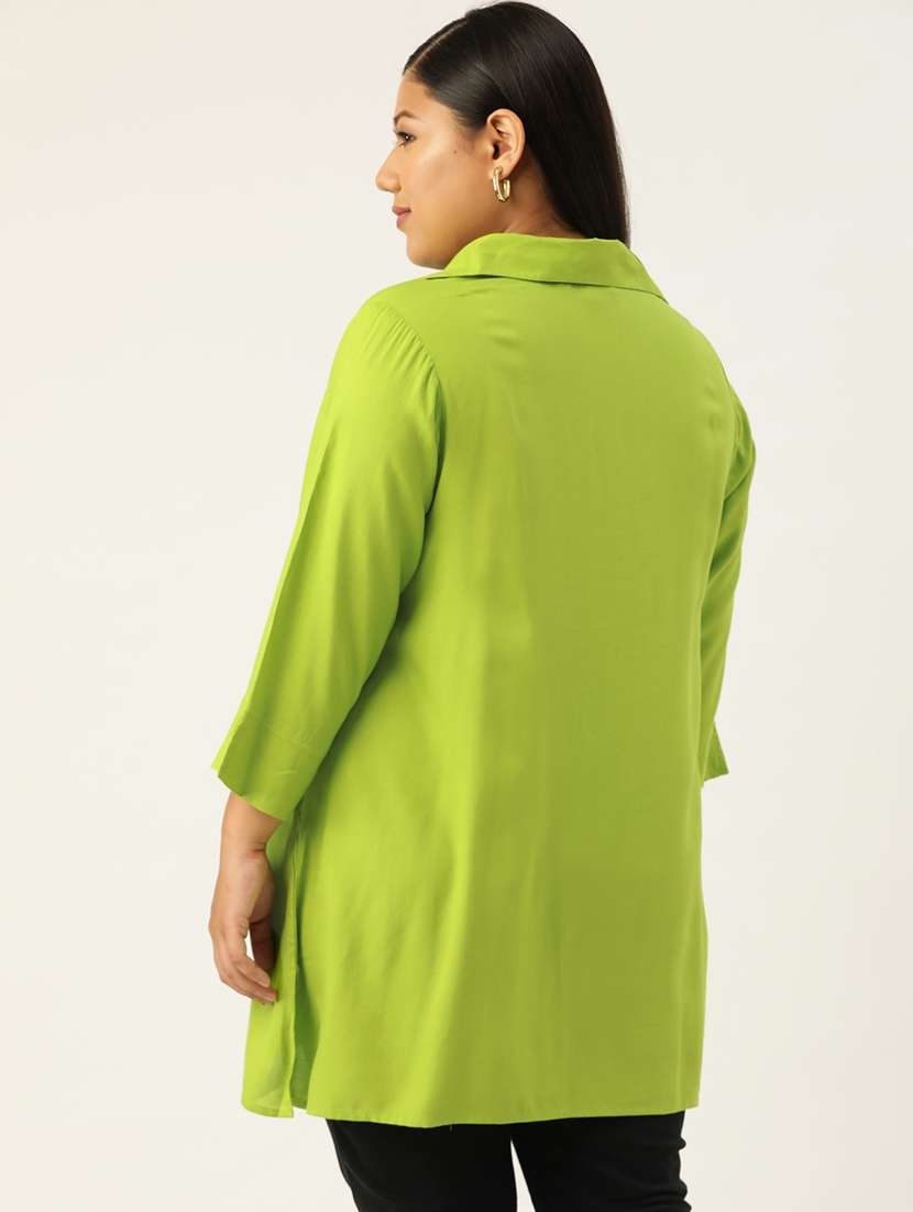 women three quarter sleeve straight kurti - 18303711 -  Standard Image - 2