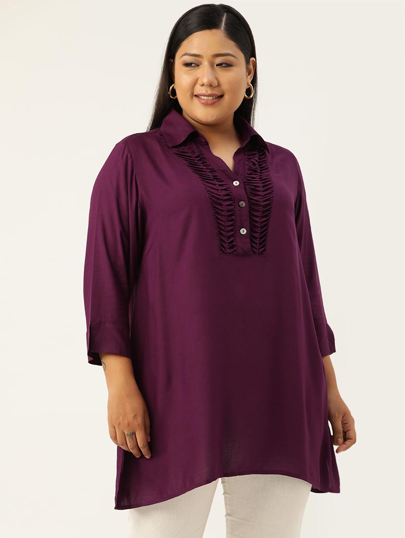 women solid three quarter sleeve straight kurta - 18303712 - Zoom Image - 0