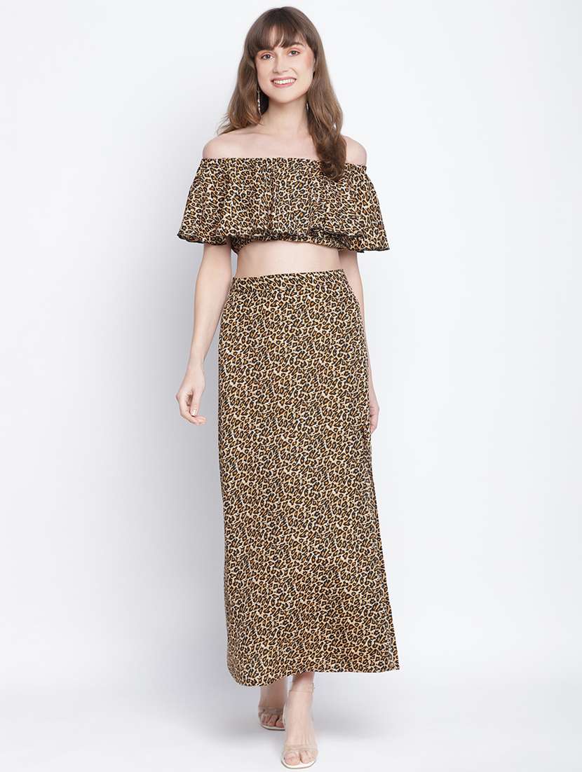 animal print top & skirt set