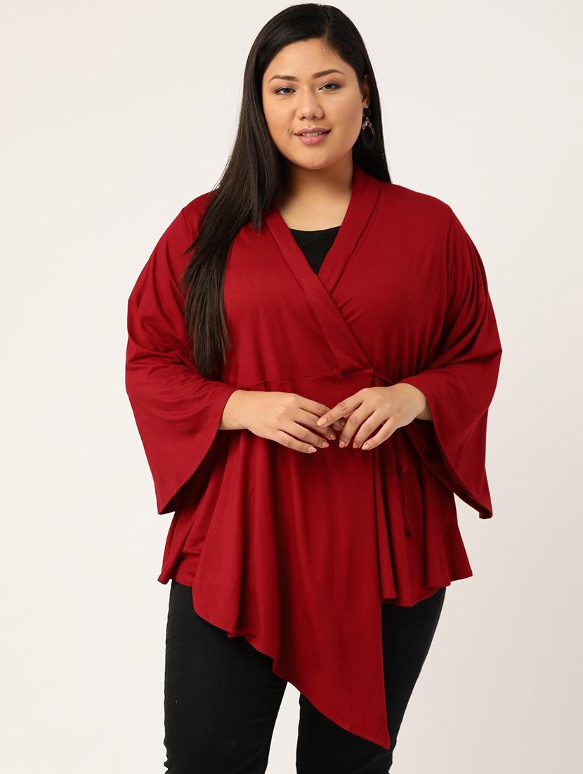 women's wrap overlap neck top - 18304072 -  Zoom Image - 0