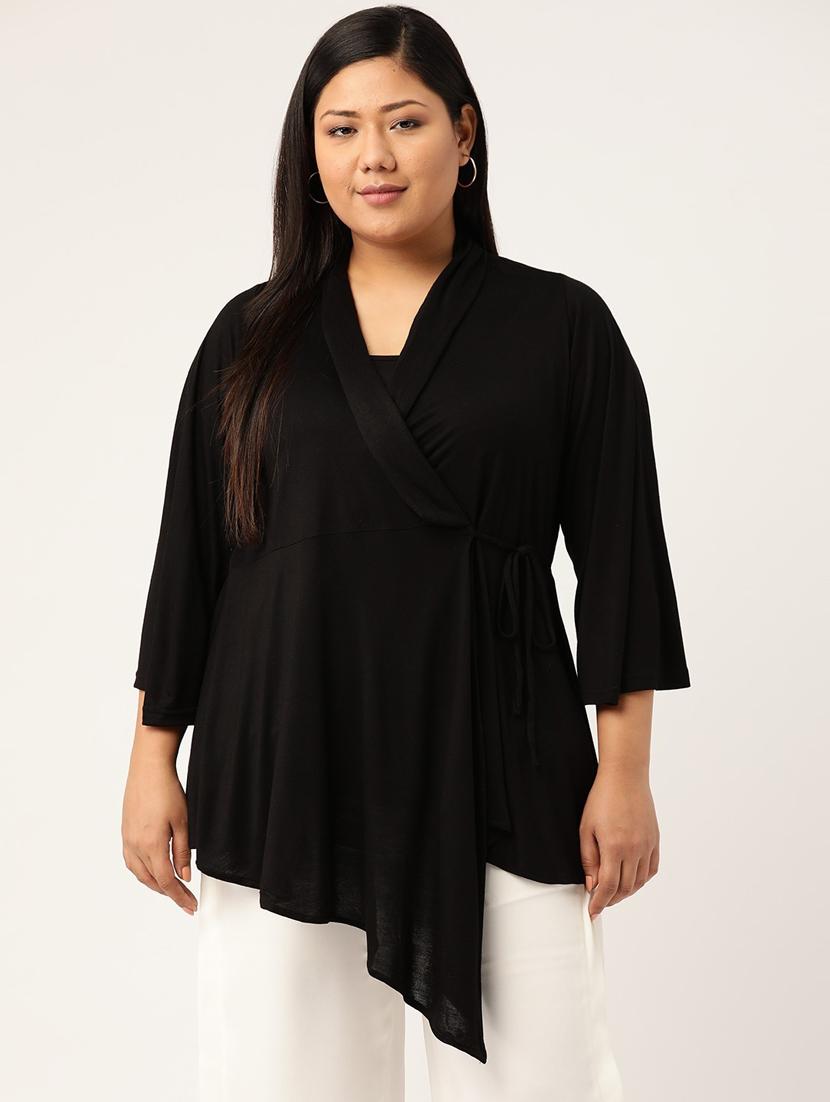 women's wrap overlap neck top - 18304073 - Zoom Image - 0