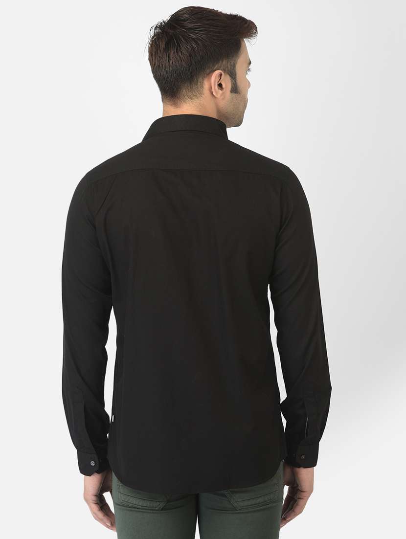 black solid casual shirt - 18304974 - Standard Image - 2