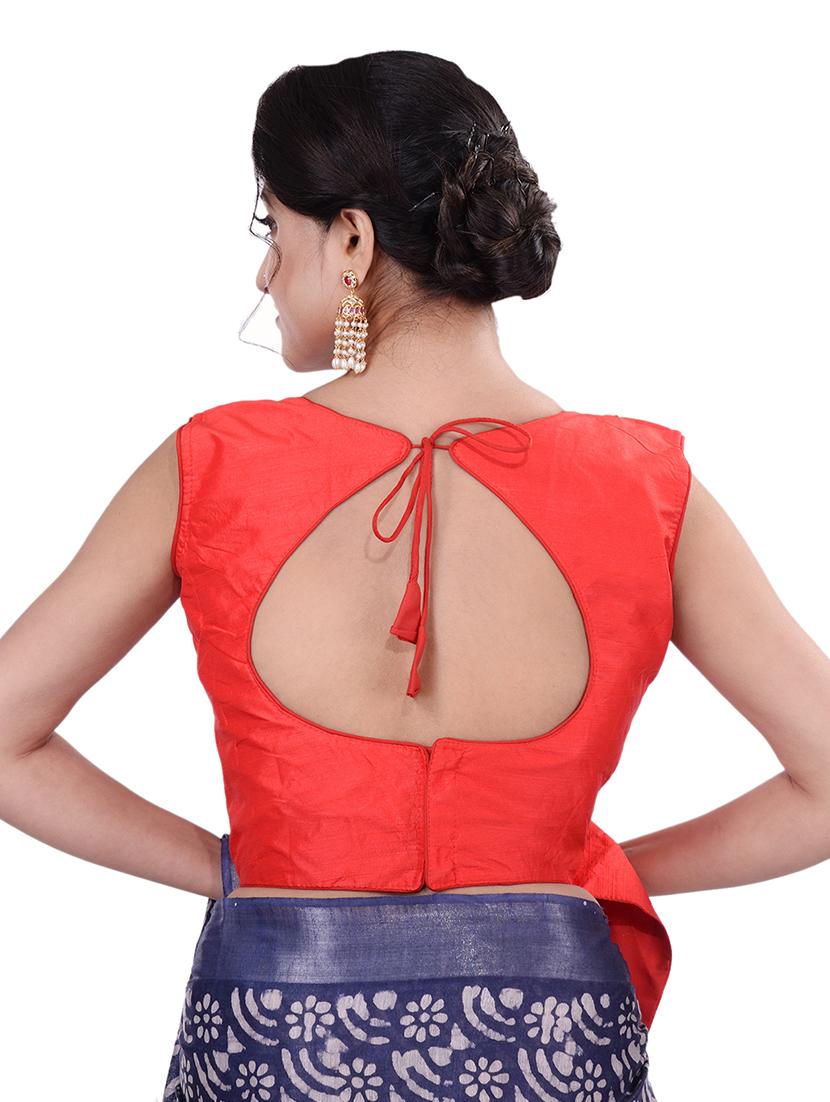 red silk solid blouse - 18305112 - Standard Image - 2