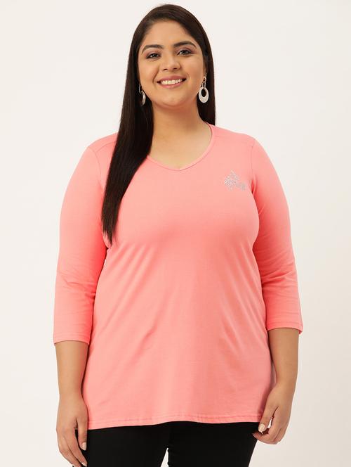 women's plain v neck t-shirt - 18305223 - Standard Image - 0