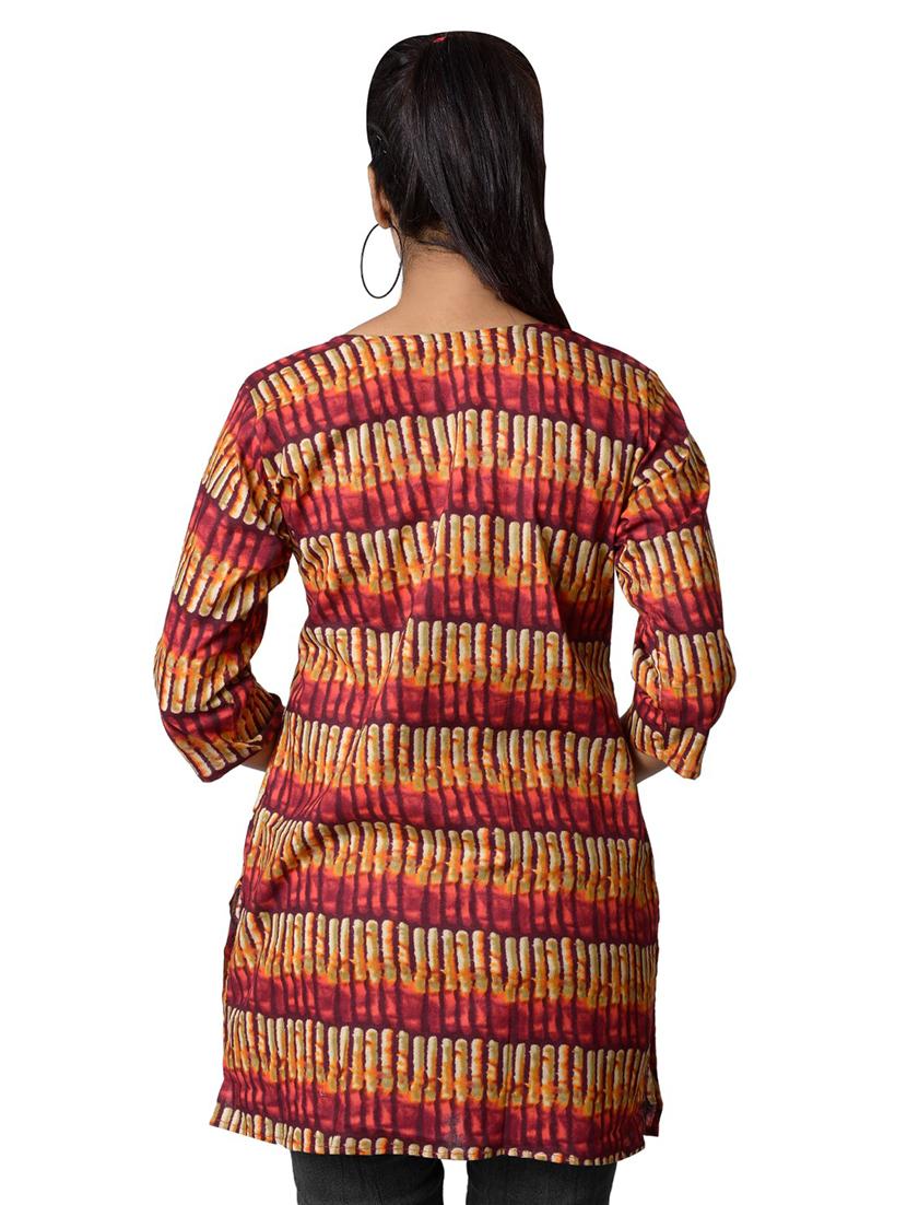 three quarter sleeved printed regular top - 18305287 - Standard Image - 2
