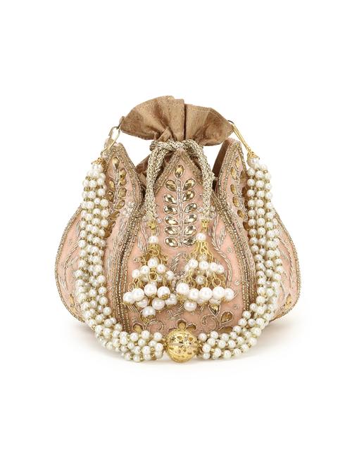 pink embellished ethnic potli - 18305617 -  Standard Image - 0