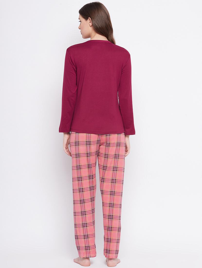 round neck printed nightwear pajama set - 18305796 - Standard Image - 2