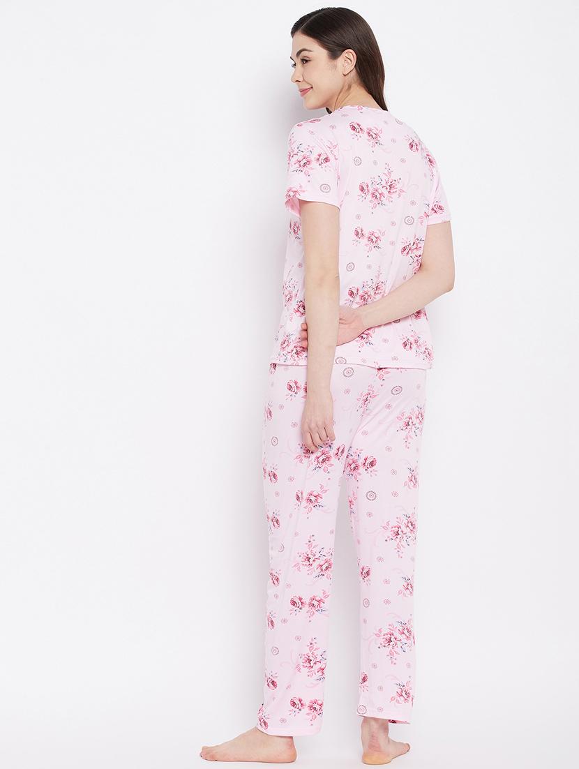 v-neck printed nightwear pajama set - 18305805 - Standard Image - 2