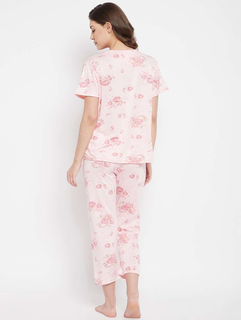 v-neck printed nightwear pajama set - 18305806 - Standard Image - 2