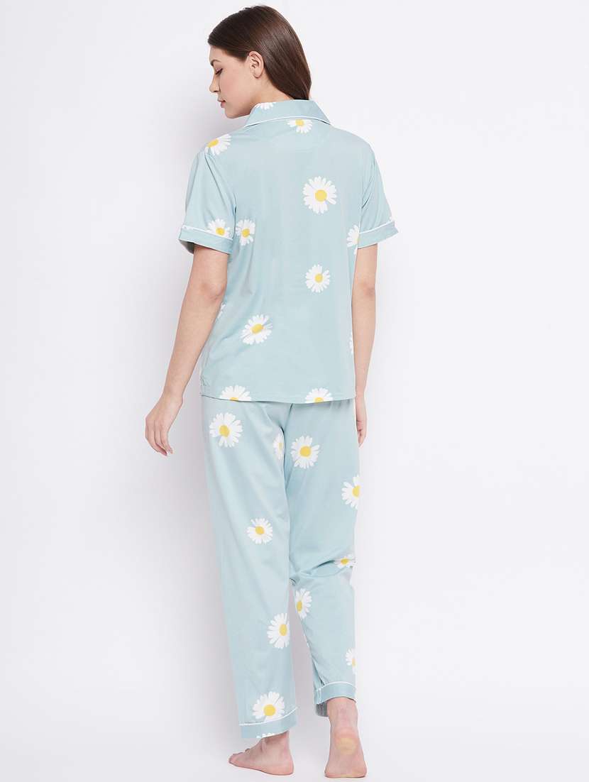 shirt collar printed nightwear pajama set - 18305832 -  Standard Image - 2