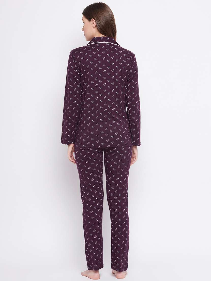 shirt collar printed nightwear pajama set - 18305847 -  Standard Image - 2