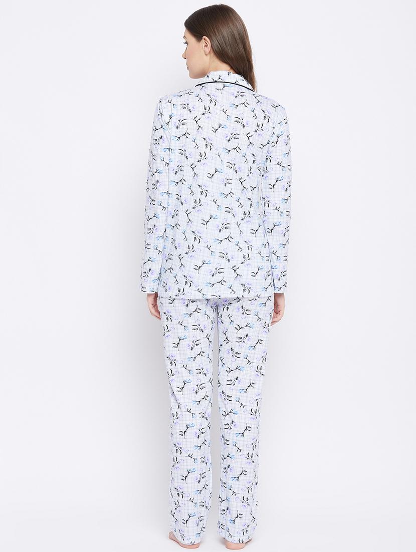 shirt collar printed nightwear pajama set - 18305851 - Standard Image - 2