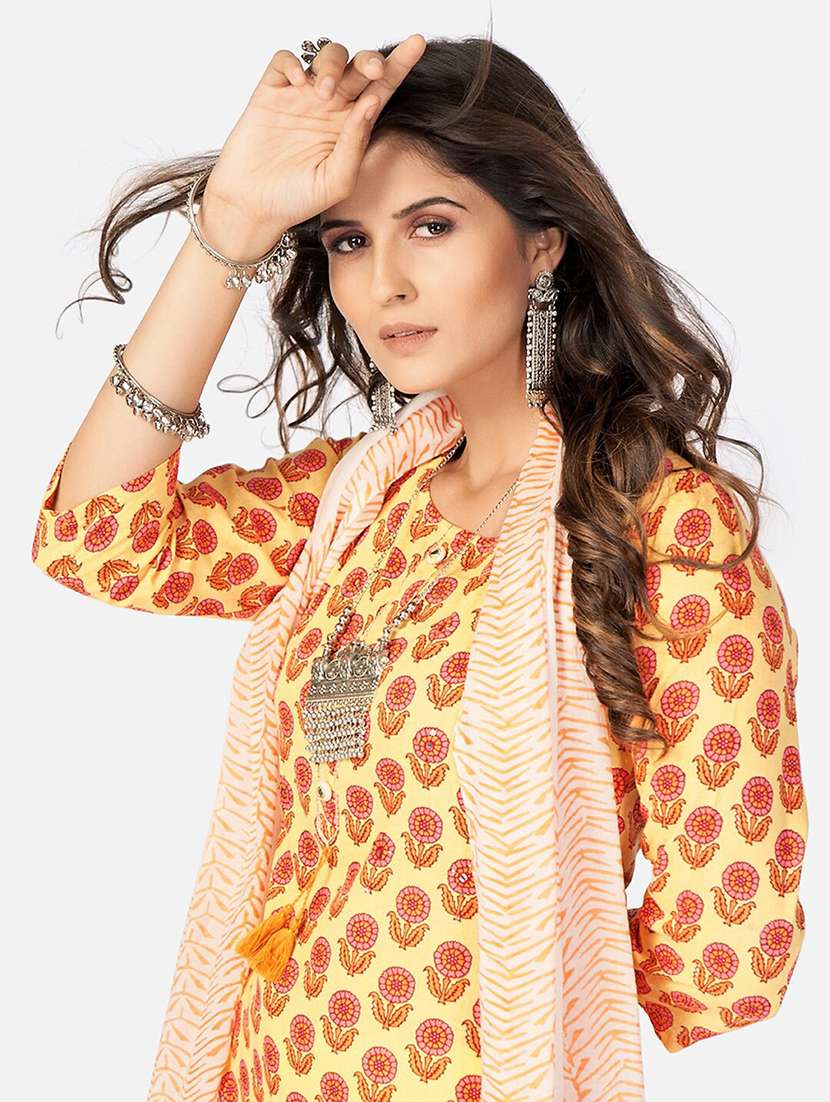 yellow cotton suit  set - 18306090 -  Standard Image - 2