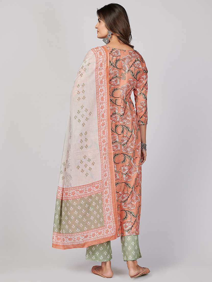 peach cotton suit  set - 18306107 -  Standard Image - 2