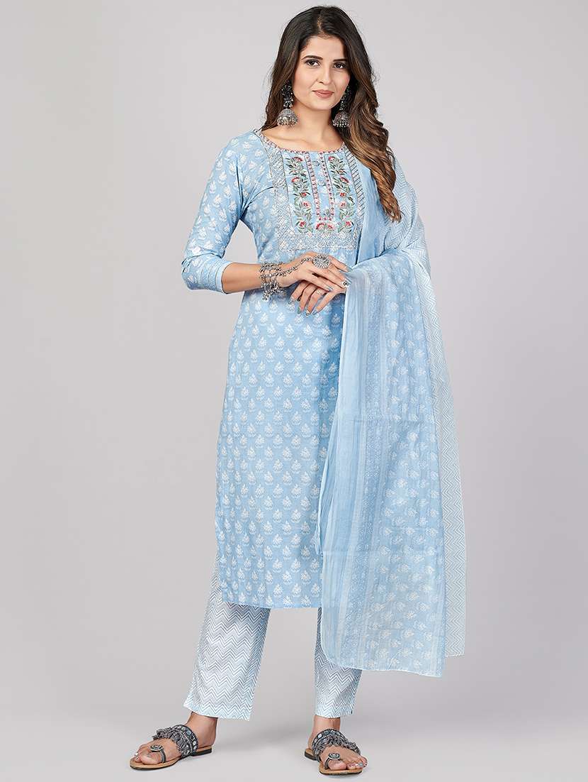 blue cotton suit  set