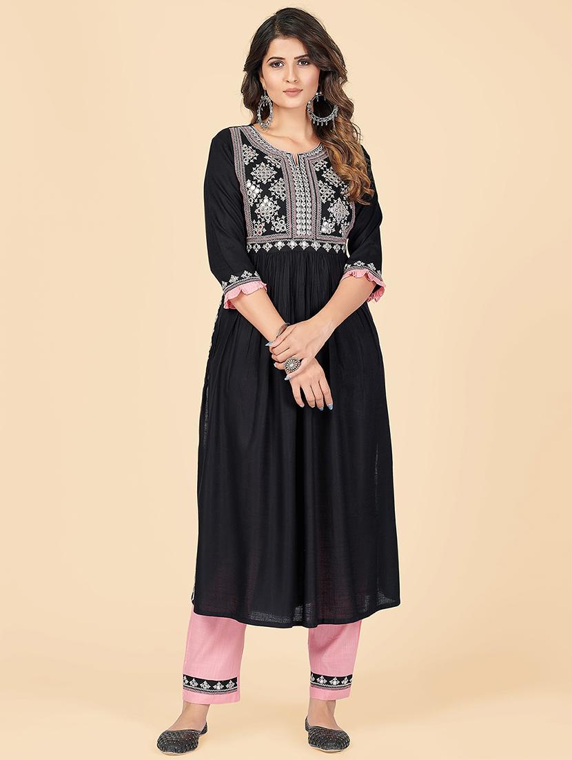 black rayon kurta pant  set