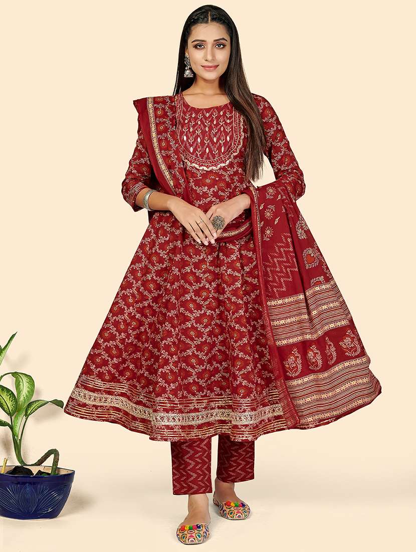 red cotton suit  set
