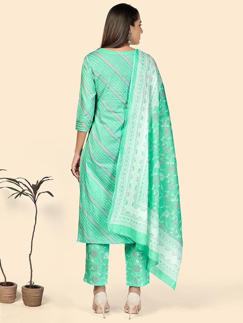 turquoise cotton suit set - 18306216 - Standard Image - 2