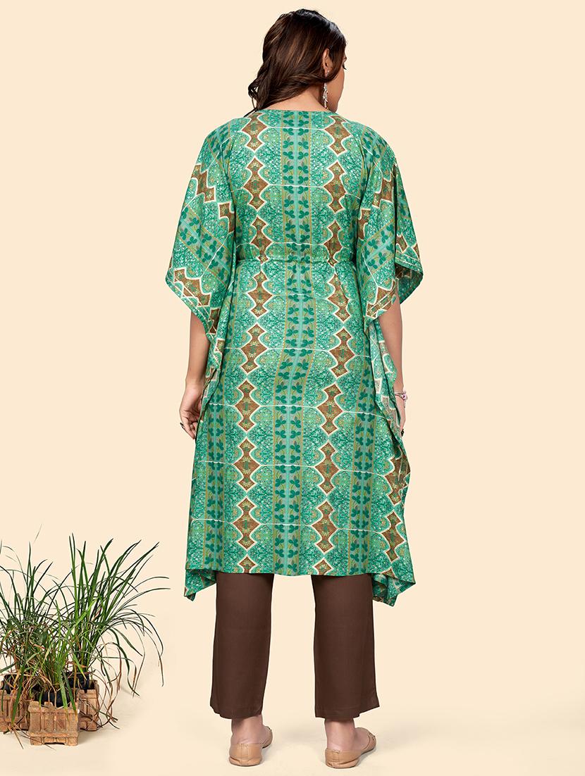 turquoise rayon kurta pant set - 18306237 - Standard Image - 2