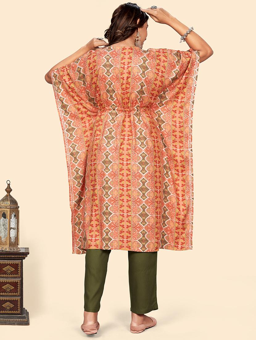 orange rayon kurta pant set - 18306238 - Standard Image - 2