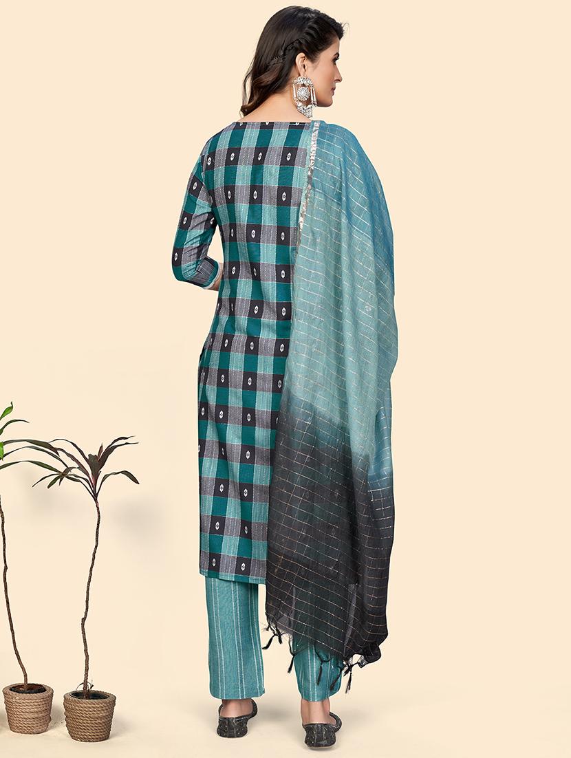 turquoise cotton suit set - 18306248 - Standard Image - 2