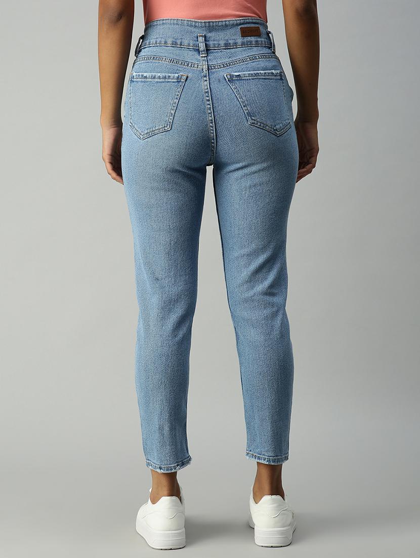 high rise stone washed denim jean - 18306495 - Standard Image - 2
