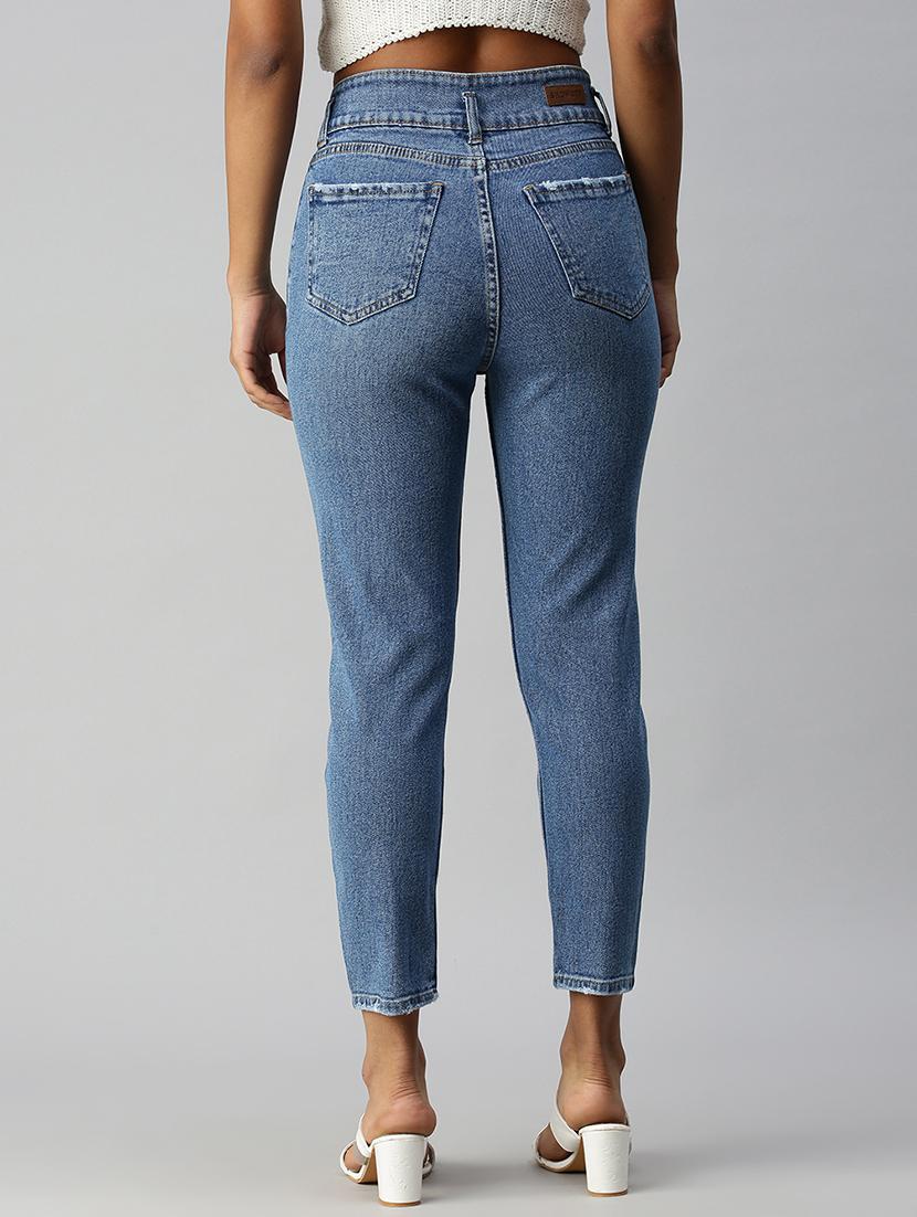 high rise stone washed denim jean - 18306496 - Standard Image - 2