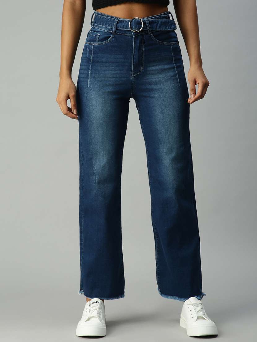 women's plain straight fit jeans