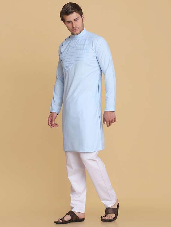 light-blue solid long kurta