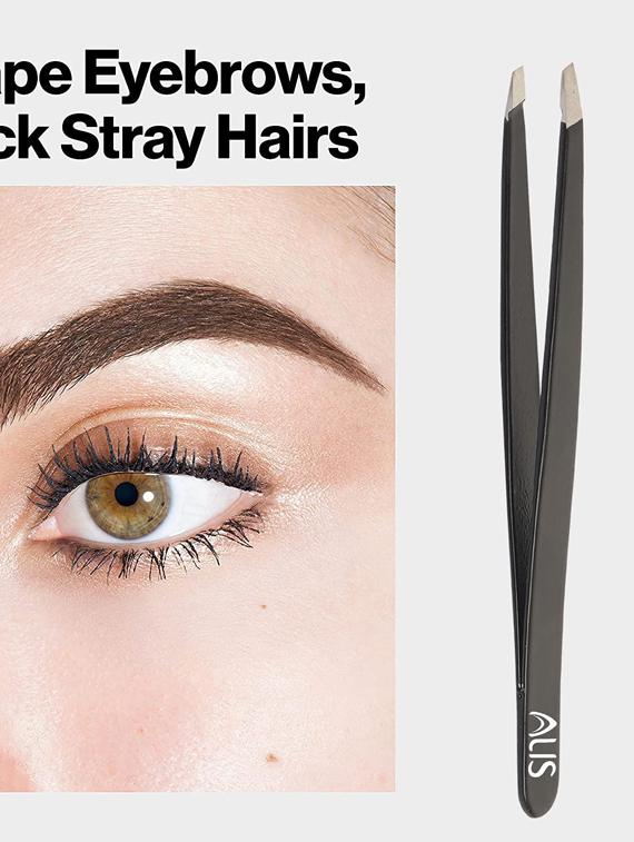 alis eyebrow tweezers for women precision tweezer & scissor combo silver black grooming kit with pouch - 18308192 - Standard Image - 2