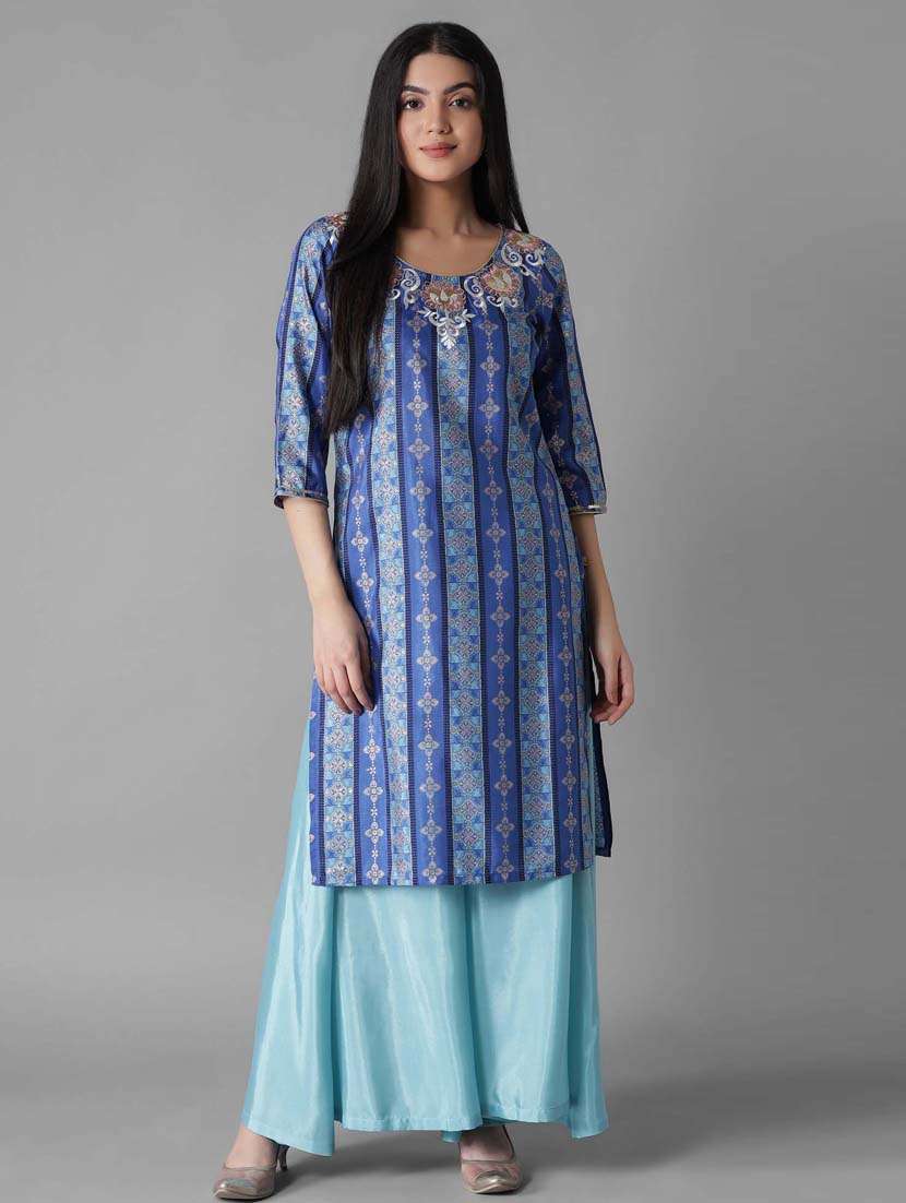 blue modal kurta palazzo  set